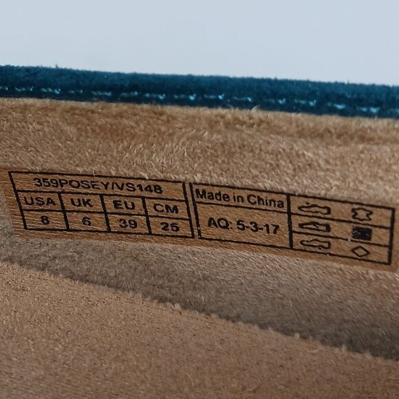 Vionic POSEY Suede Perforated Pointed Toe Flats Size 8 Turquoise Teal - Picture 5 of 12